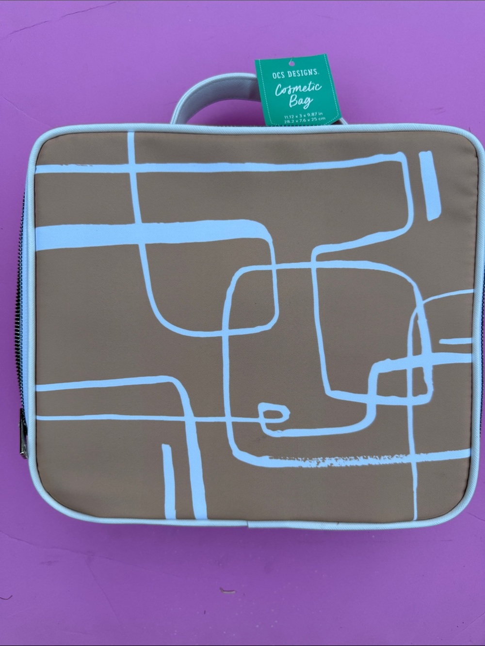 Tan & White Cosmetic Bag - Men or Women Bags